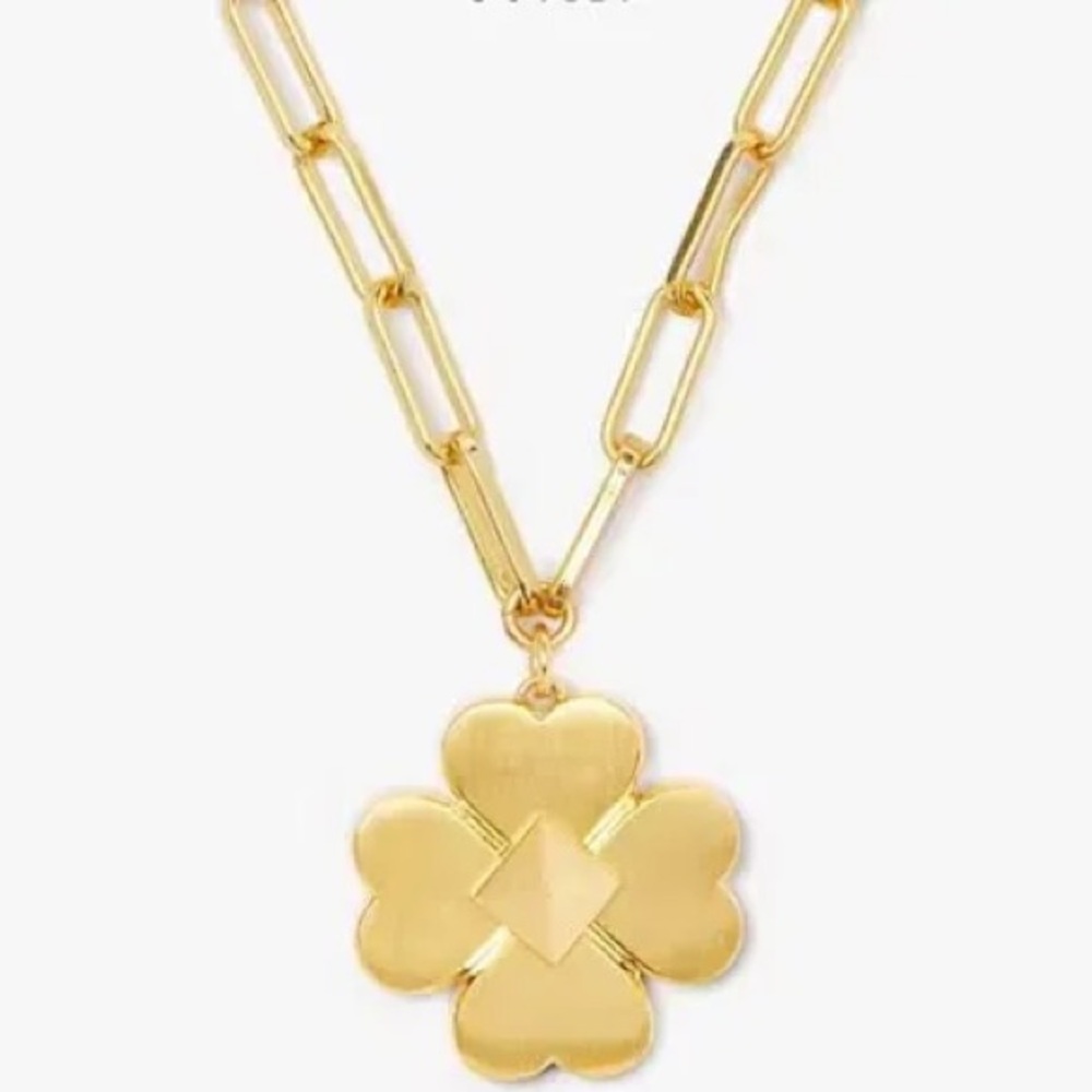 Authentic New with tag. kate spade Gold Four-Leaf Clover Pendant Necklace